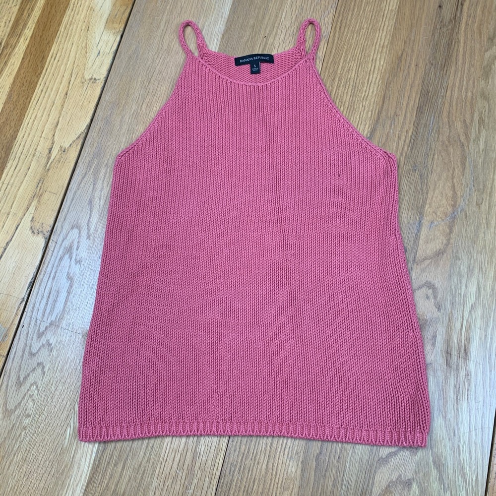 Banana Republic Womens Rose Pink Knit Halter Tank Top Size S Sleeveless Sweater